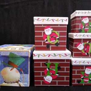 Nesting Stacking Snowman and Santa Boxes